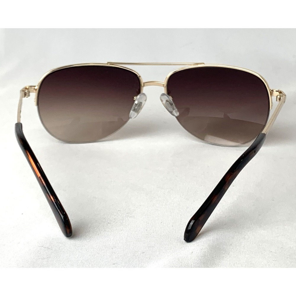 Fossil Aviator Sunglasses Womens Brown Gradient Lens Partial Rim FW5-60-14-140 - Picture 3 of 11